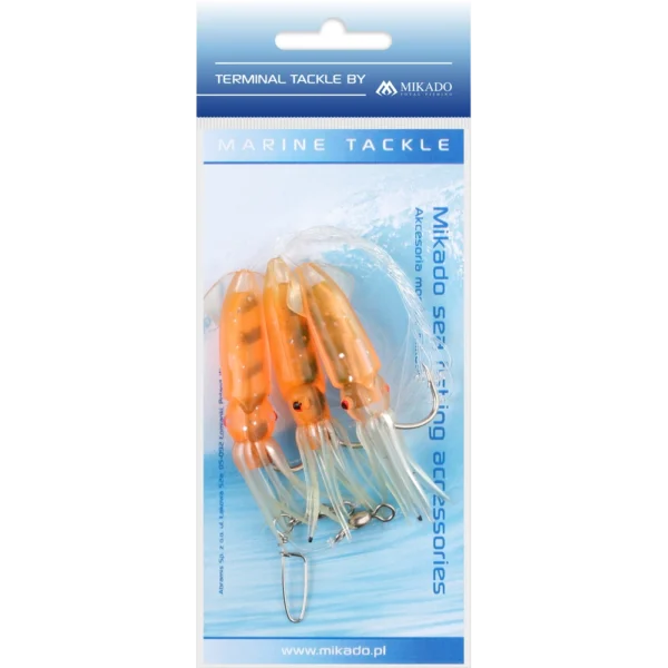 Mikado  Norway Sea Rig - Squid Rig 7.5cm Set 3X Size 4/0 - Orange