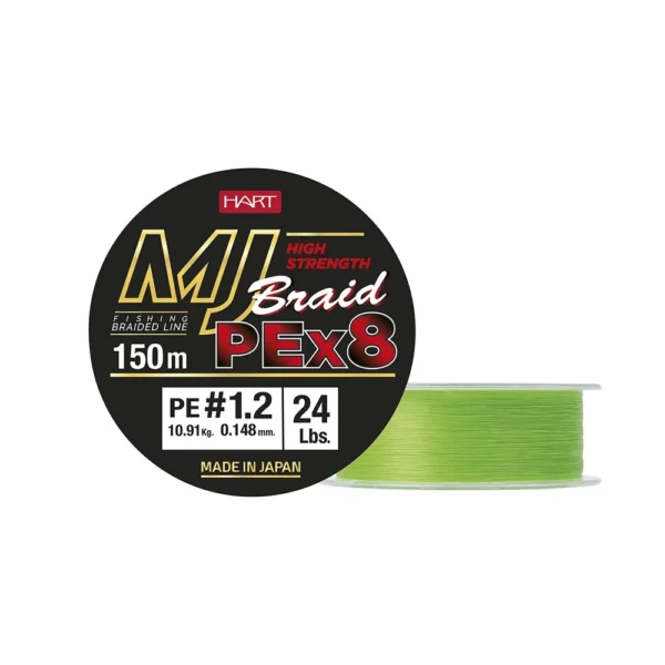 braided-line-hart-mj-braid-fluo-green.webp Hart MJ Braid PEx8 150m